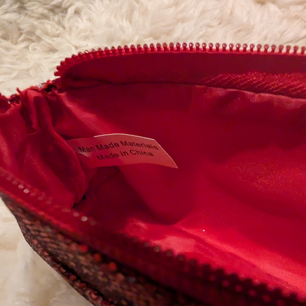 YBF Glittery Red Zip Pouch Art Pencils / MakeUp Bag / Stationery Supplies - NWOT - Picture 13 of 14